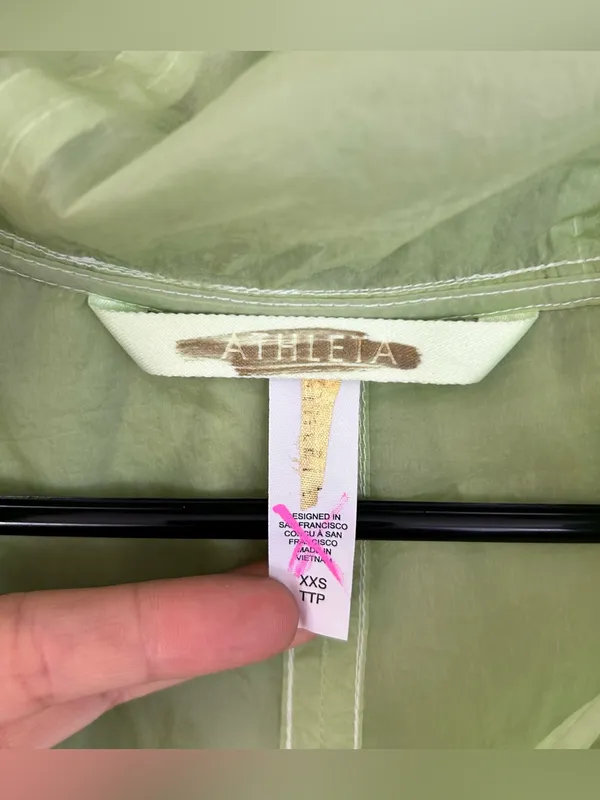 Athleta Skyline Anorak Lime Green Sheer Hooded Windbreaker Travel Jacket XXS - Image 8
