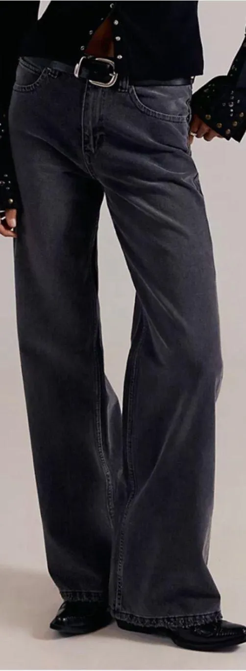 Free People X We The Free Tinsley Baggy High-Rise Jeans Celestial Black - Image 2