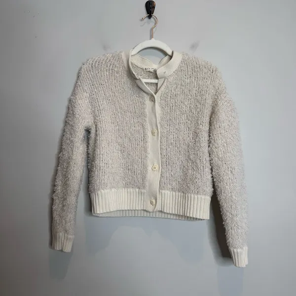 Alex Mill Binky Cardigan Ivory Medium As Is Merino Wool Neutral Button Front - Image 3