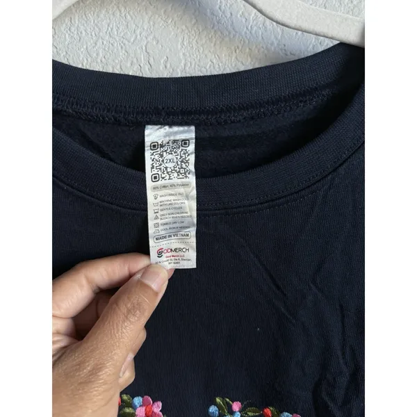 God Merch Embroidered Nanny Floral Sweatshirt Crewneck Navy Flower Grandma 2X - Image 4