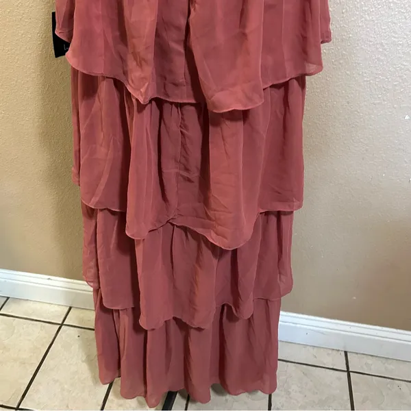 NWT Lulus Elevated Vision Rusty Rose One-Shoulder Tiered Maxi Dress - Image 8