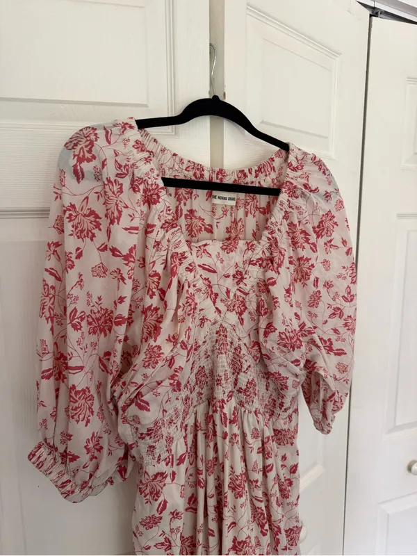 The Normal Brand Isla Maxi Dress Pink and White Print Boho Long Dress Medium - Image 4