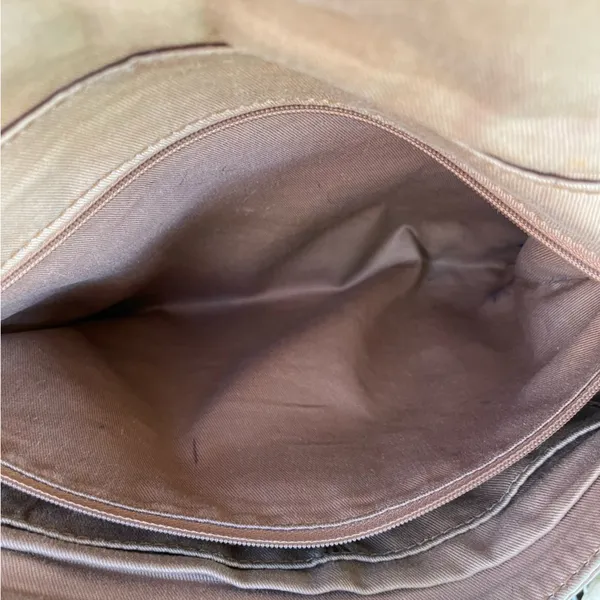 Fossil Crossbody Satchel Tan Brown Pebbled Leather multi pocket - Image 6