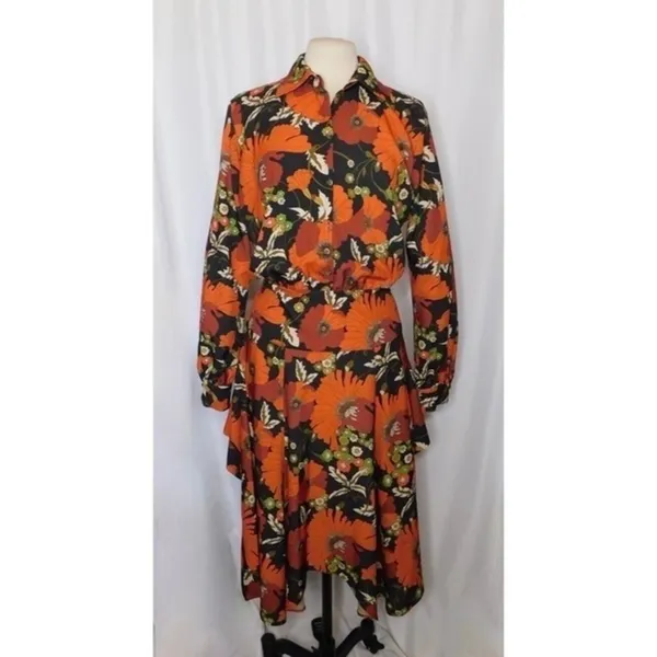 Revolve DODO BAR OR Natasha Dress Genia Floral‎ Retro Print Size 46 US Size 10 - Image 2