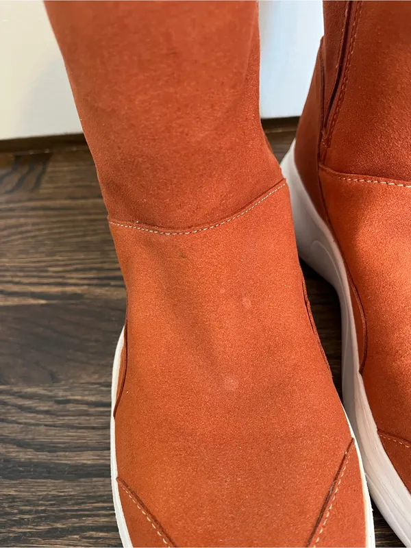UIN Women's Orange Suede Faux-Fur Winter Zip Boots size 7.5 - Image 7
