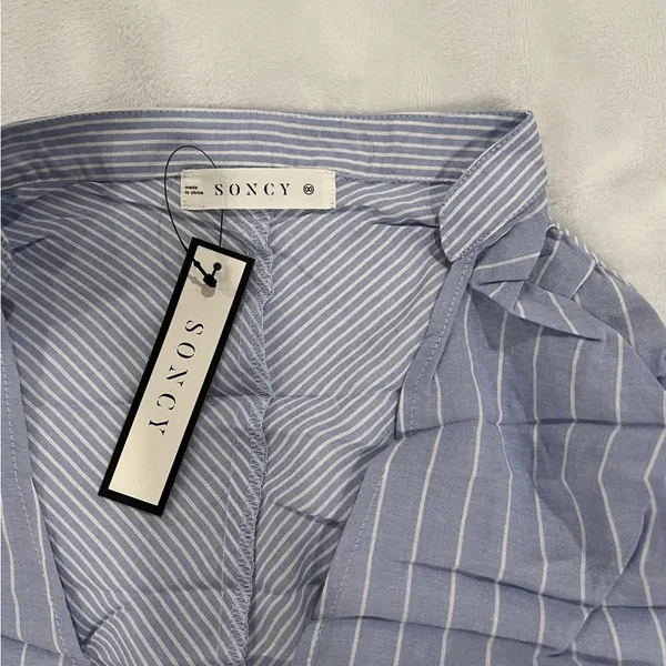 Soncy plus size Blue Striped Blouse - Image 2