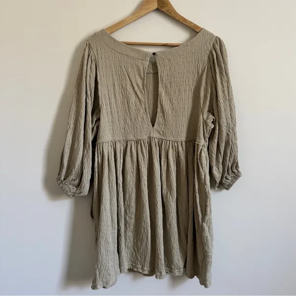 Free People FP Beach Get Obsessed Babydoll Dress size XS oversized green boho - Image 6