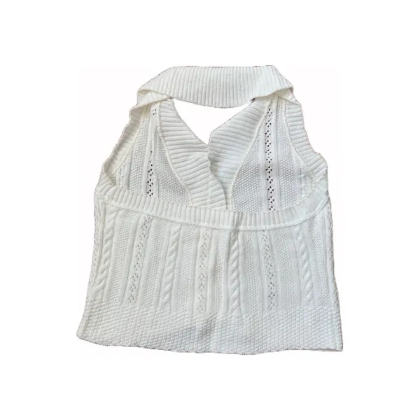 Vintage 90s White Knit Halter top 🔥 - Image 2
