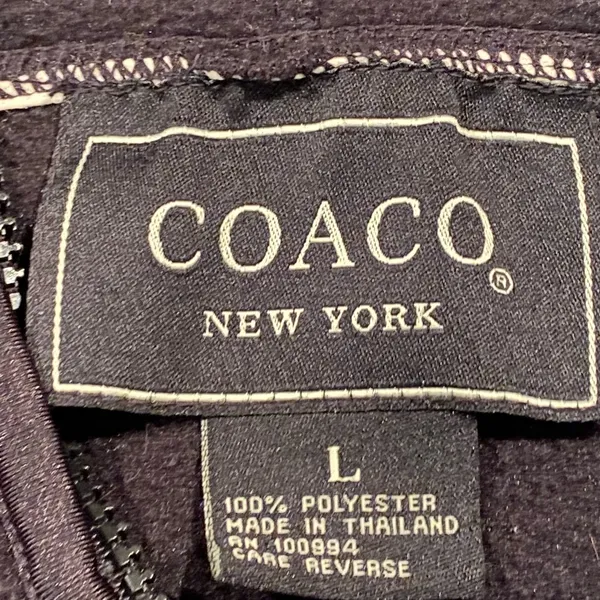 Coaco Black fleece jacket sweatshirt hoodie zip up Sz L - Image 2