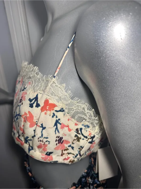 Ulla Johnson Leiko Lace Bralette Plumeria Silk Crop Top Cami Size 8 New Y2K - Image 7
