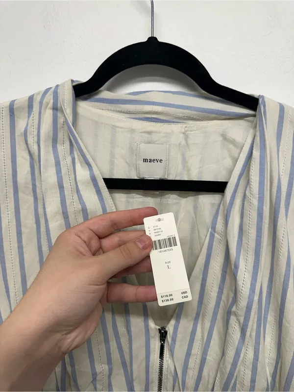 Anthropologie Tommie Long-Sleeve Smocked Front-Zip Blouse - Image 8