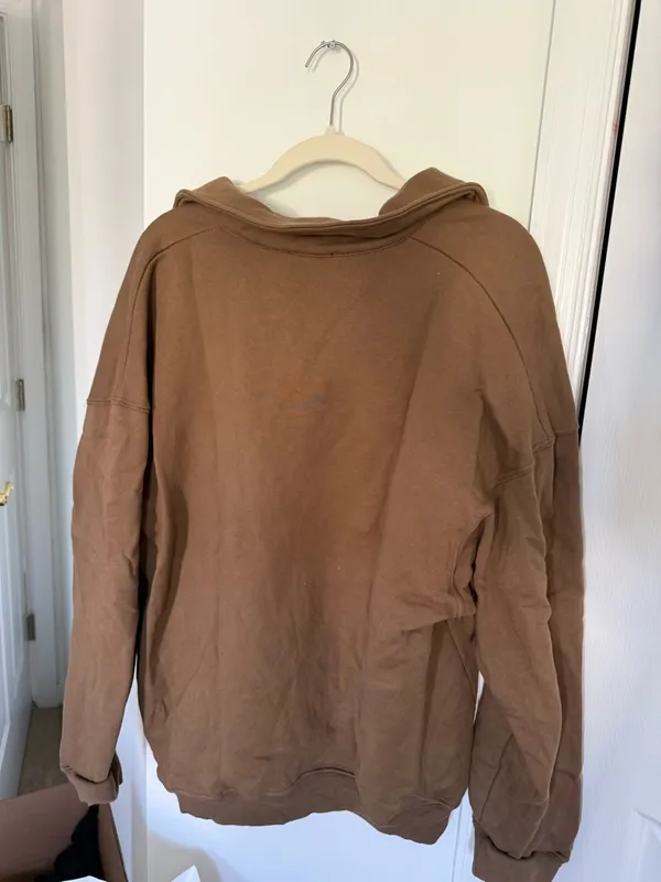 Reformation Chestnut Button Polo Sweatshirt - Image 4