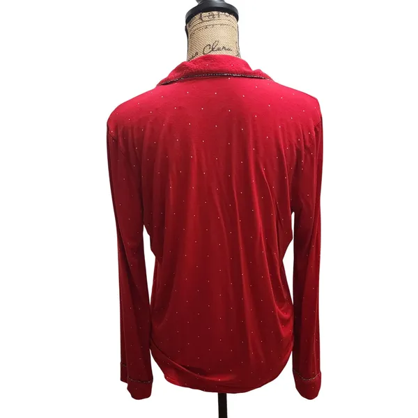 Victoria's Secret Red Polka Dot‎ Long Sleeve Pajama Top Sleep Shirt - Image 2