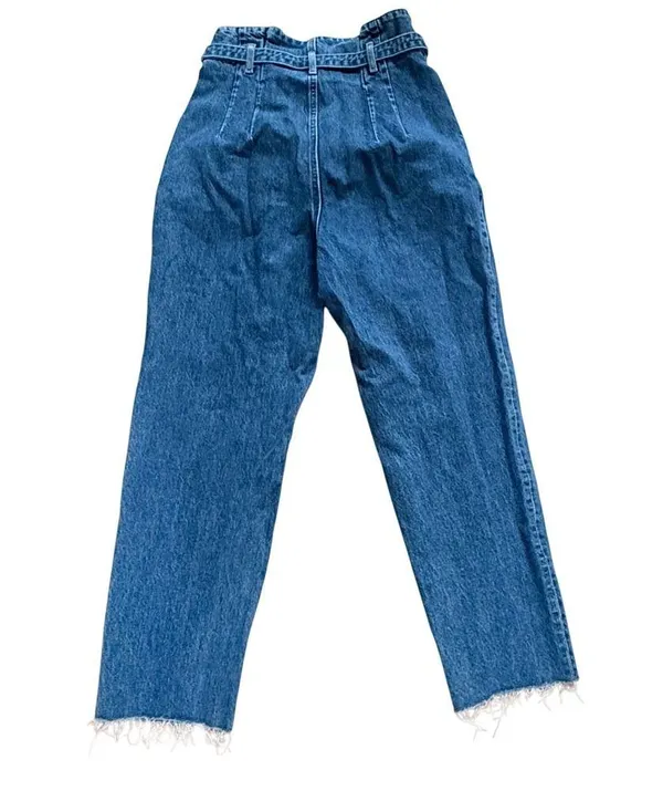 Abercrombie & Fitch Paper Bag Jeans High Waist Cropped Frayed Hem Denim Blue 4S - Image 5