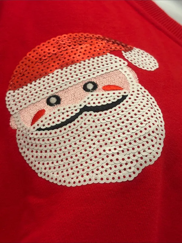 Women’s Christmas Red Santa Sequin Crewneck Sweater size XL new - Image 4