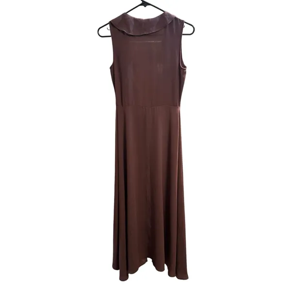 Leith Nordstrom Longline Sleeveless Duster Vest Chocolate Brown Ruffle Collar XS - Image 2