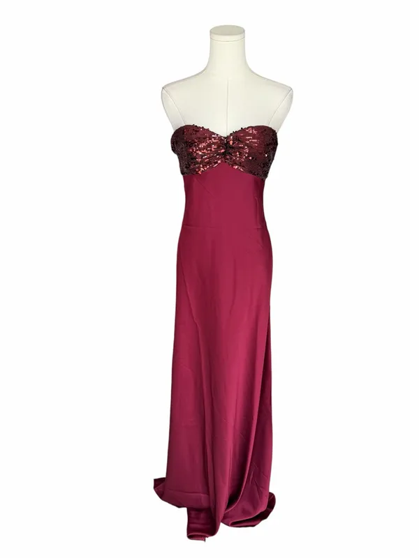 Princess Polly - NWT See The Vision Sequin Bust Maxi Dress Burgundy Sz US 8 - Image 3