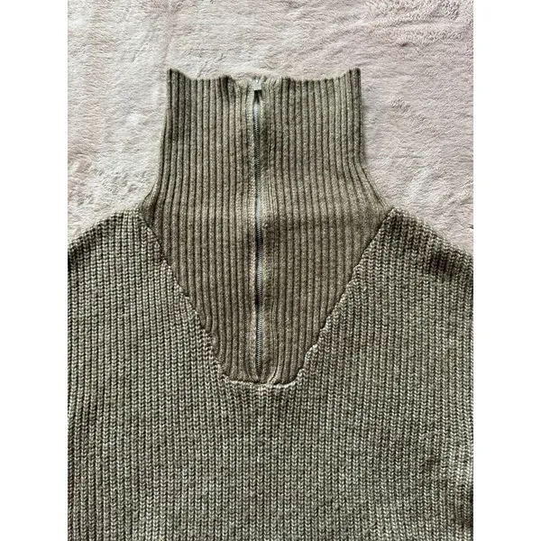 Cupcakes & Cashmere Notch Collar Sweater Dress Tan Zip‎ Shawl Size Large - Image 5