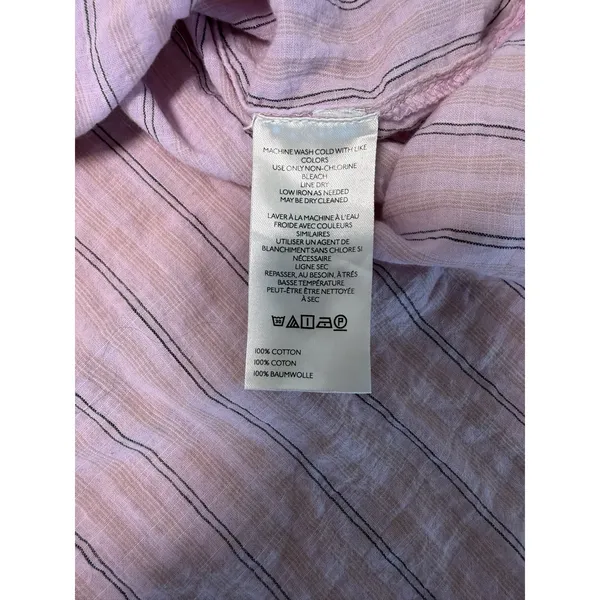 Pilcro Anthropologie Lavender Striped Cotton Button Front Blouse M - Image 3