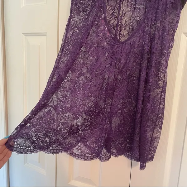 Victoria’s Secret Purple Slip Dress Allover Lace Sz Large Intimates Mini Dress - Image 9