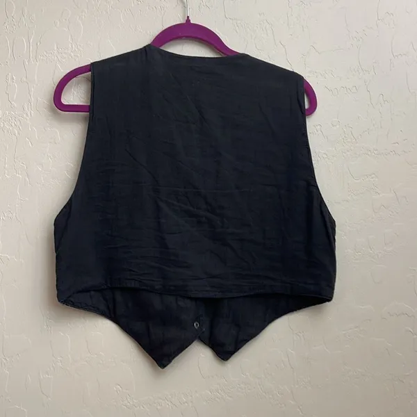 Vintage Leather Cowgirl Button Vest Embroidered - Image 5