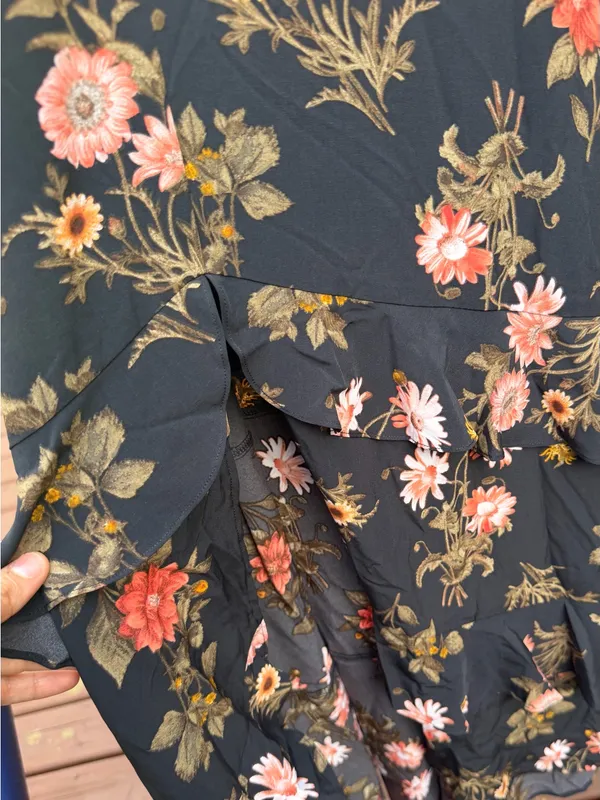 Lush Black Floral High Low Ruffle Maxi Dress NWOT Size S - Image 4