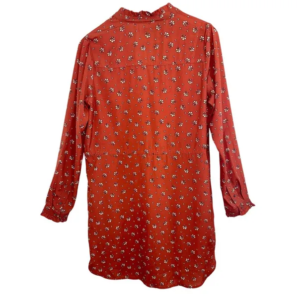 Abercrombie & Fitch Red White Floral Long Sleeve Tunic Mini Dress Womens Size M - Image 2