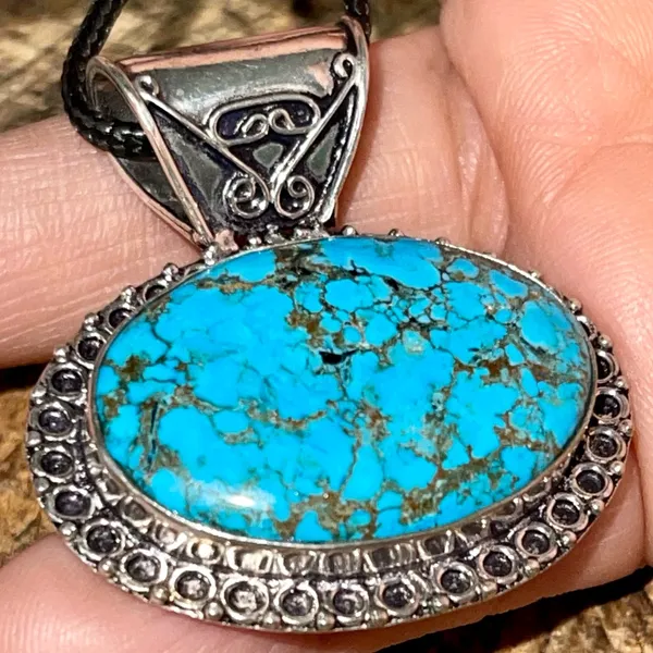 Blue Hubei Turquoise Pendant 1 1/2” - Image 9
