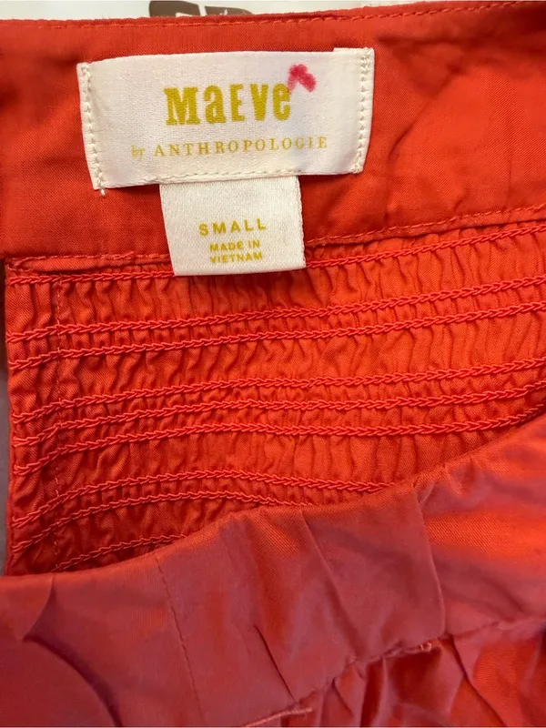 Maeve Anthropologie Women's Smocked Yoke Long-Sleeve Top - Orange Sz S - Image 4