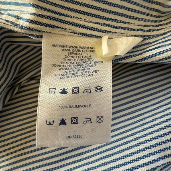 Lands' End pinpoint oxford blue and white stripe button down collared shirt 6 - Image 8