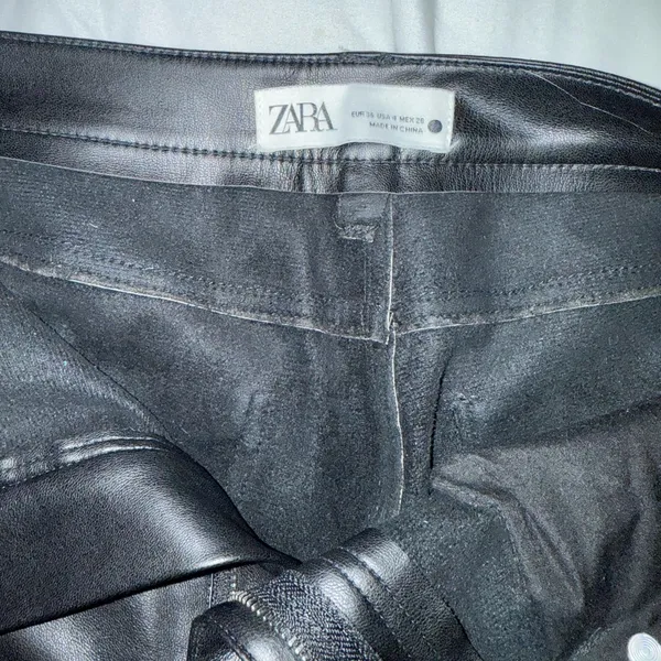 ZARA black leather pants - Image 3