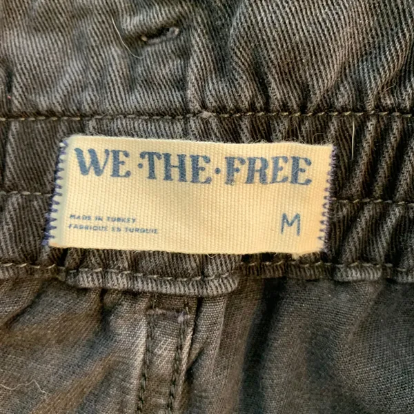 We The Free People Paperbag Waist Belted Barrel Leg Pants Black‎ Gray Medium - Image 3