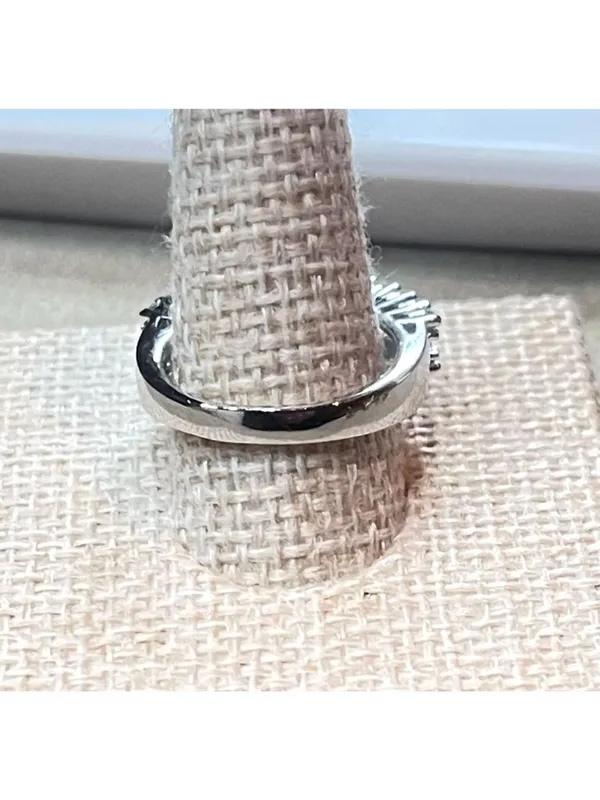 Women’s Stainless Steel Round Cut Cubic Zirconia Double Row Pavé Statement Ring - Image 4
