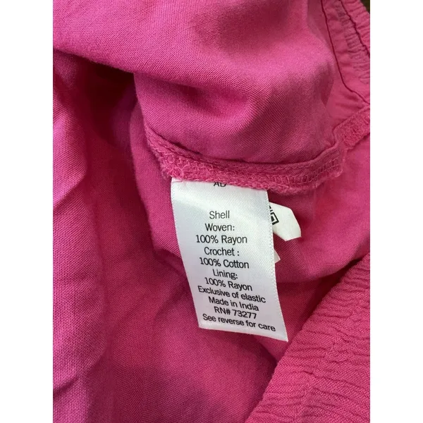 Juniors SO Dress Size L Fuchsia Mini Babydoll Crochet Mixed Media Cami WT - Image 7