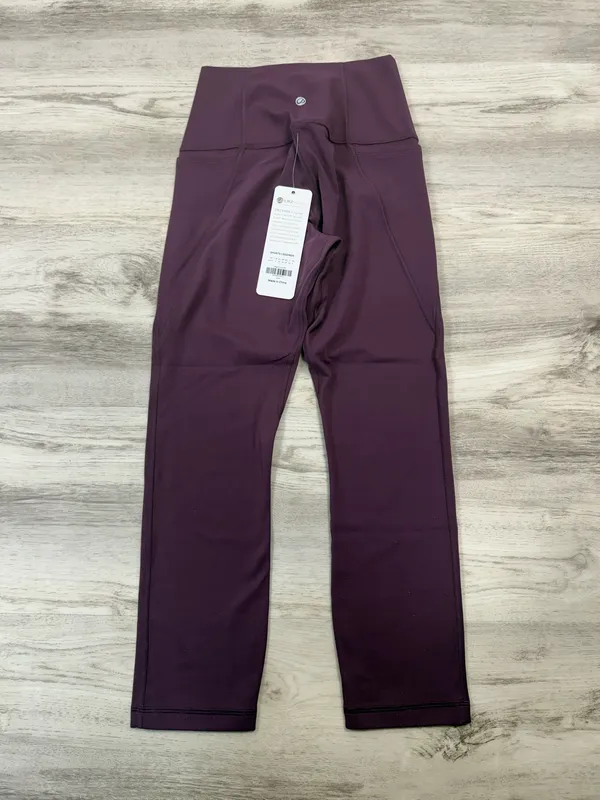 CRZ Yoga High-Waist Woman’s Calf Length Leggings in Deep Plum - Image 2