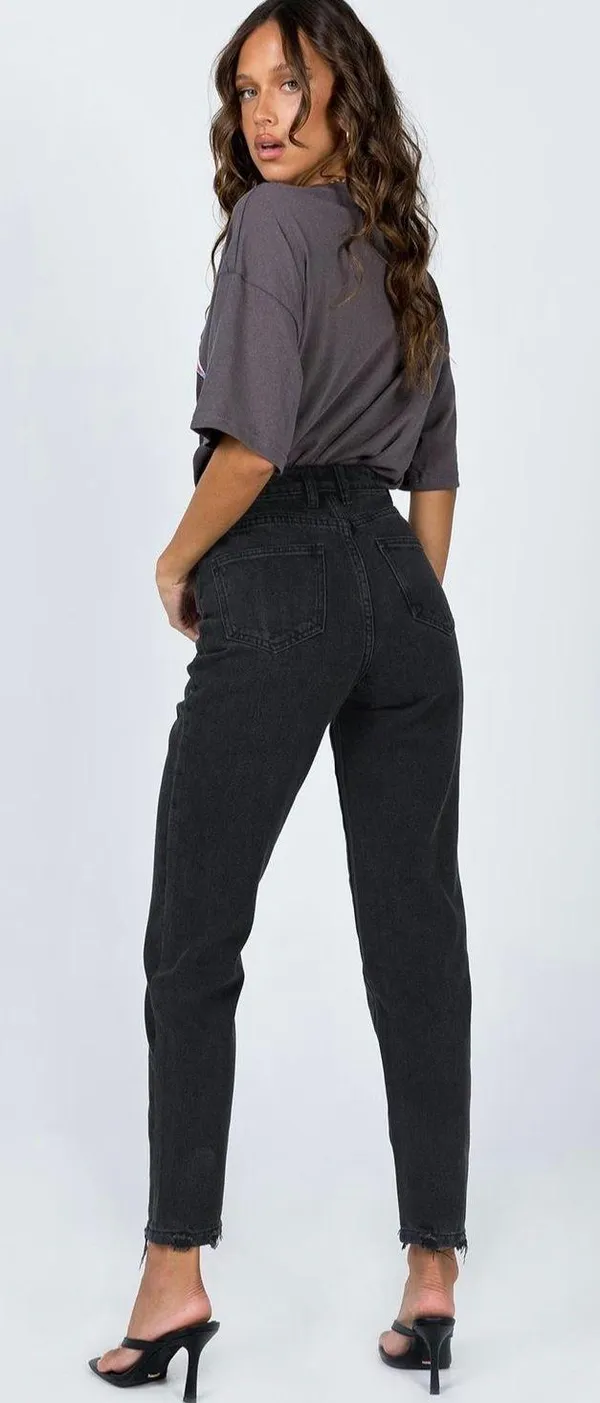 Princess Polly Black Straight Leg Jeans - Image 2