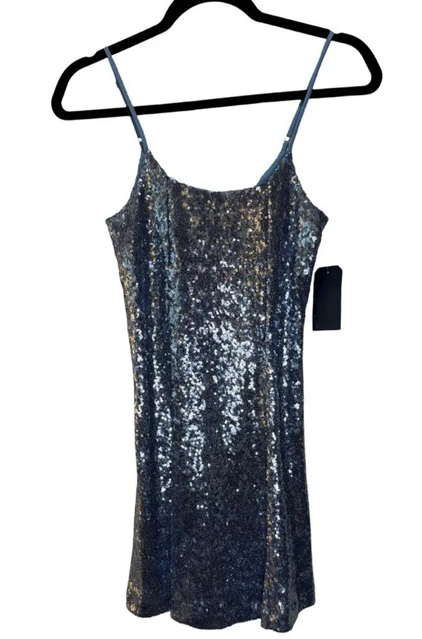 Melrose and Market Blue Sequin Cocktail Mini Dress Size XXS - Image 3
