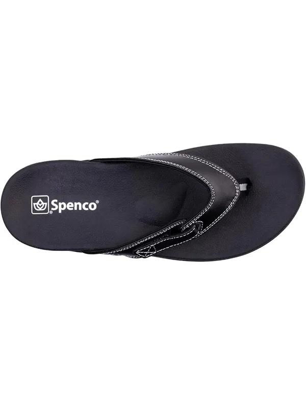 Spenco Women’s Size 8D Ava Orthotic Sandals Black‎ Adjustable Leather Thong - Image 2