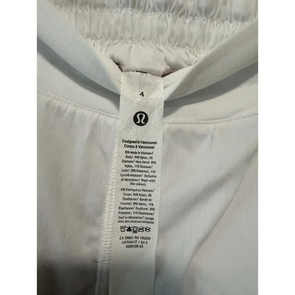 Lululemon Hotty Hot Short *High-Rise Long 4" White Size 4 - Image 3