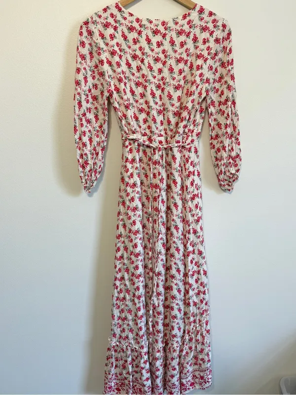 Anthropologie If By Sea Floral Wrap Midi Dress Small - Image 9
