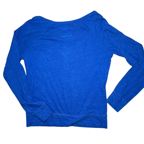 Hollister Blue Long Sleeve Top Womens Small Scoop Neck Raglan Casual Shirt‎ - Image 6