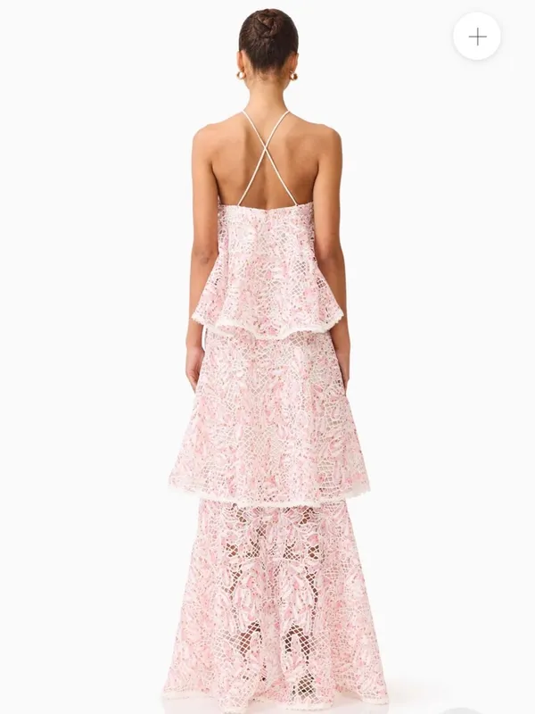 Elliatt Valencia Lace Tiered Halter Maxi Dress - Image 7
