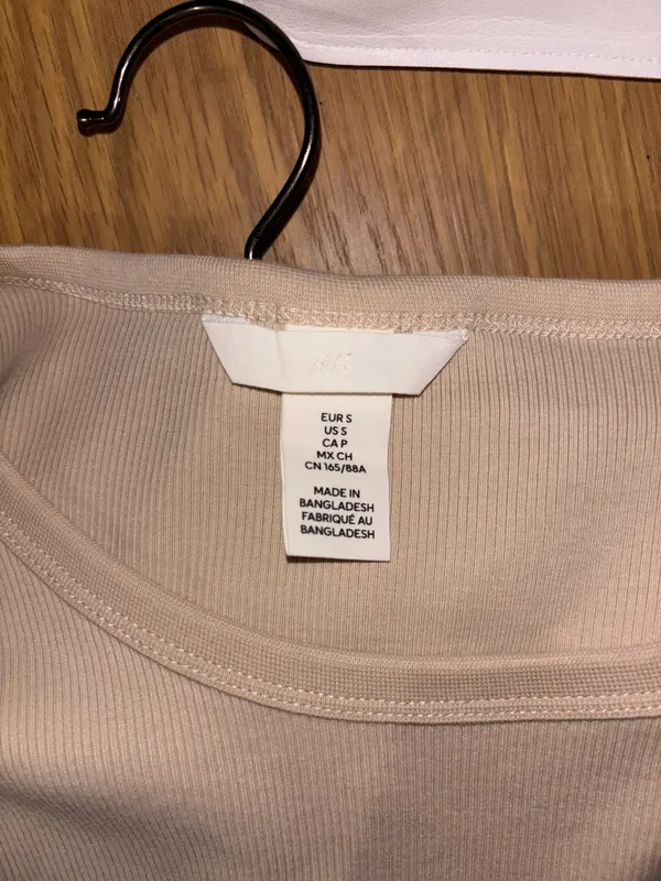 H&M Tan ribbed short sleeve tee - Image 2