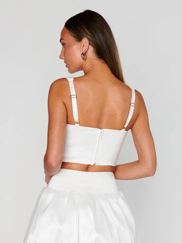 Show Me Your Mumu Vivianna Crop Top Size Small S White Taffeta NWOT corset - Image 6