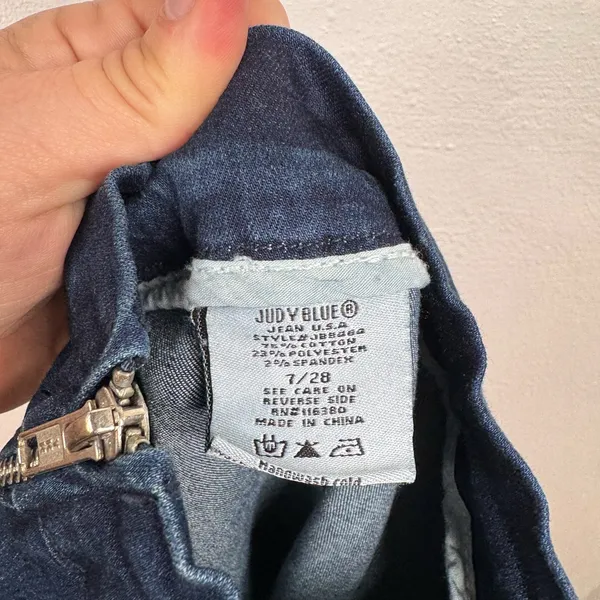 Judy Blue Super Flare Jeans Size 7 28 Dark Wash Pull-On Seamed Front Raw Hem - Image 9
