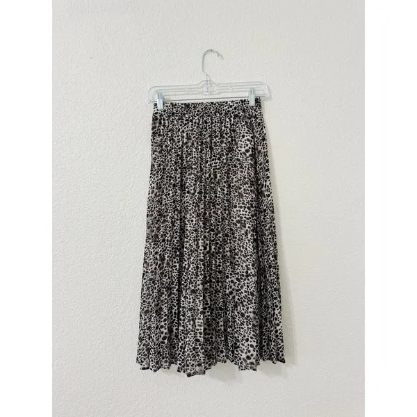 A New Day Leopard Print Pleated Midi Skirt XS Animal Print - Image 3