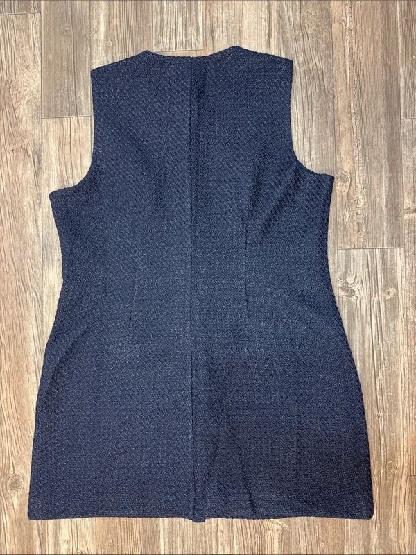 Abercrombie & Fitch Mara Tweed Vest Mini Dress Navy Gold Button XL Like New - Image 3