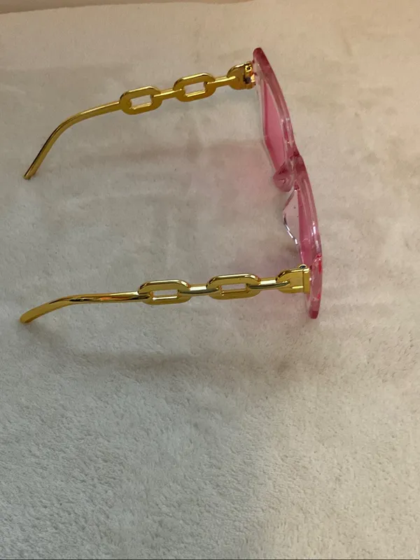 Pink Square Frame Women's Sunglasses with Gold Accent Temples - Image 2
