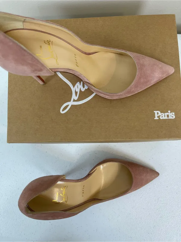 Brand New Christian Louboutin Blush Suede Pointed-Toe Pumps - Image 4