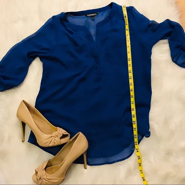 Express sheer blouse royal blue size XS - Image 5